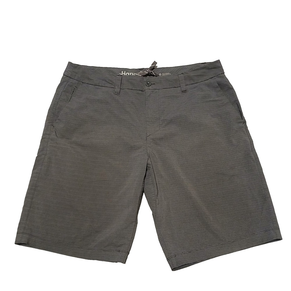Hang Ten Men's Black Striped‎ (Charcoal Gray) Lightweight Hybrid Short Size 38